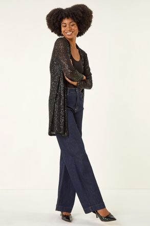 Roman Sequin Longline Kimono