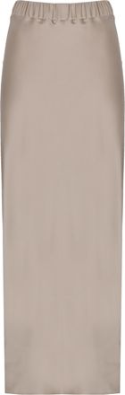 D.exterior Beige Elastic Waistband Satin Midi Skirt