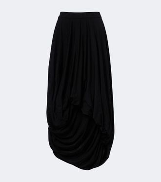 Junya Watanabe Asymmetric draped wool midi skirt