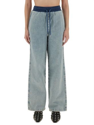Moschino Wide Leg Cotton Jeans - Blue