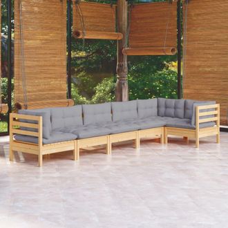 vidaXL Juego De Muebles De Jard&iacute;n 6 Pzas Y Cojines Madera De Pino Vidaxl
