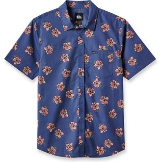 Quiksilver Wailua Classic Fit Floral Short Sleeve Button-Up Shirt in Sargasso Sea at Nordstrom Rack, Size Xx-Large