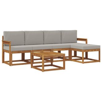 vidaXL Conjunto De Sof&aacute;s De Exterior 6 Pcs Gris Natural Y Claro Vidaxl