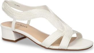 Easy Street Festival Sandal Women White Woven Block Heel Slingback GAL453