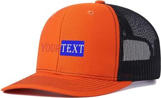 Generic Custom Hat Personalized Mesh Visor Baseball Hat Custom Embroidered Logo Name Word Women Men 112 Trucker Hat Orange Black