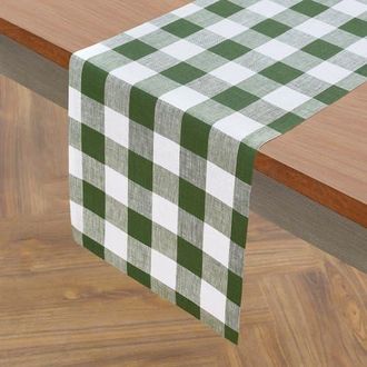 Solino Home Linen Table Runner - Buffalo Check in Olive And White at Nordstrom, Size Large/x-Large