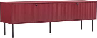 Oviala Mueble de TV de 2 puertas en acero y MDF 150 cm, burdeos