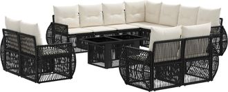 vidaXL Conjunto De Sof&aacute;s De Jard&iacute;n 12 Uds. Negro Y Blanco Crema Vidaxl