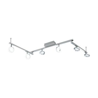 Loops Wall 9 Spot Light Aluminium Chrome Shade Satined Plastic Bulb LED 6x3.2W 3x3.3W