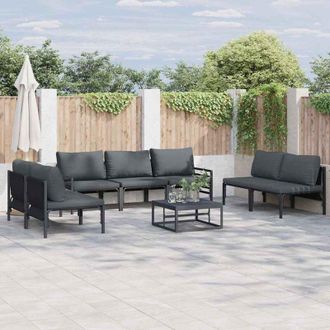 vidaXL Conjunto De Sof&aacute; De Jard&iacute;n 7 Pcs Antracita Acero Vidaxl