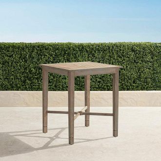 Frontgate Classic 36 Teak Square Bar Table in Weathered Teak - Frontgate
