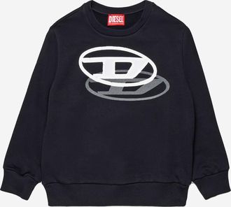 Diesel Boys Cotton Sweatshirt With Logo Black Hoods & Sweatshirts