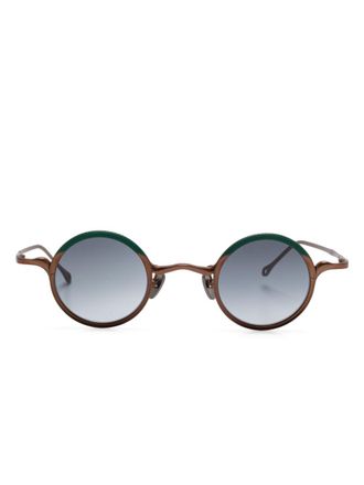 Rigards round-frame glasses - unisex - Copper/Titanium - 39 - Brown