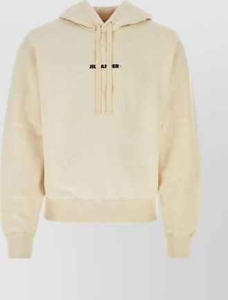 Jil Sander cotton logo print hooded sweatshirt