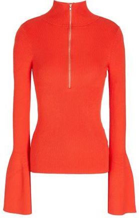8 by YOOX RIBBED HALF-ZIP KNIT SWEATER