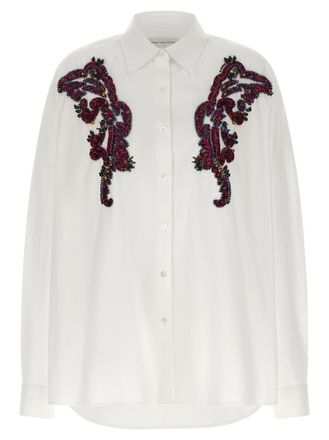 Dries Van Noten White Oversized Embellished Shirt
