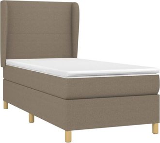 vidaXL Vidaxl - Cama Box Spring Con Colch&oacute;n Tela Gris Taupe 90x200 Cm