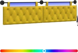 vidaXL Cabecero Colgante Con Luz Led Amarillo Terciopelo Vidaxl