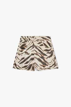 Ganni White Shorts in Zebra Denim - Size 24W/33L Organic Cotton