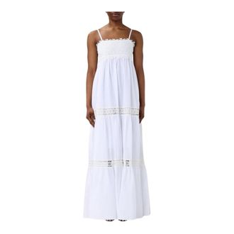 Kaos Witte Flared Midi Jurk Elegante Stijl - Dames - Maxi kleedjes - Wit - S - Kleedjes