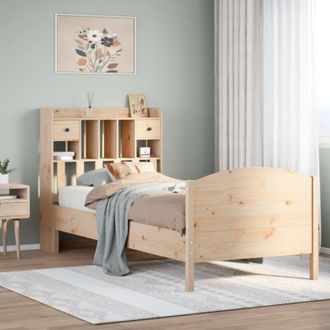 vidaXL Cama Con Estanter&iacute;a Sin Colch&oacute;n Madera Maciza De Pino 100x200cm Vidaxl