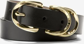 Cole Haan Womens 25MM Slim Double Loop Belt - Black Size Medium