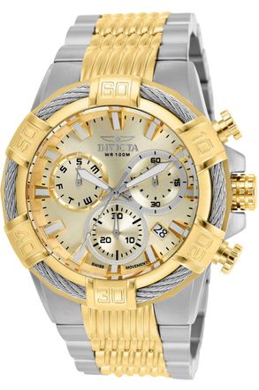 Invicta Bolt 25864 Herenhorloge - Quartz Uurwerk - Roestvrij Staal met Gouden Wijzerplaat - 51 mm