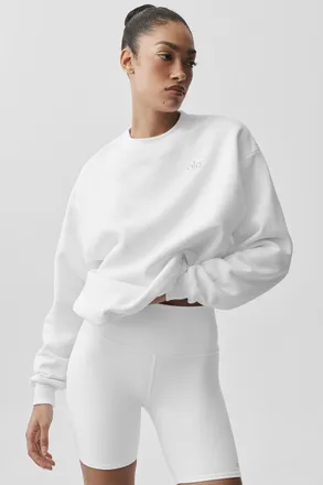 Alo | Accolade Crewneck Neck Pullover Top in White, Size: Medium