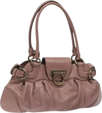 Ferragamo Pre-owned Handbags, female, Pink, Size: ONE SIZE Pre-owned Leather Shoulder Bag