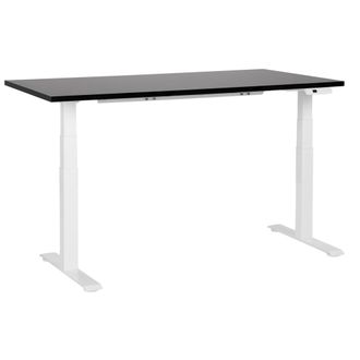 Beliani Beliani - Escritorio De Altura Regulable El&eacute;ctrico Oficina Moderna Patas Cuadradas 160 X 72 Cm Tablero Negro Soporte De Acero Blanco Destines