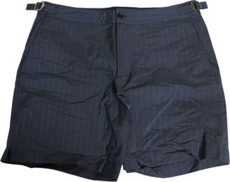 Dolce & Gabbana Navy Blue Polyester Pinstripe Men Shorts Mens Swimwear
