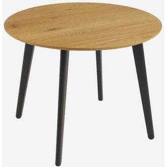 Sweeek Tavolo da pranzo rotondo effetto legno con gambe in metallo nero 4 posti