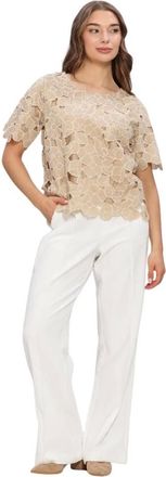 Nukus Nukus, Dames, Blouses & Shirts, Beige, Maat: XS Viscose