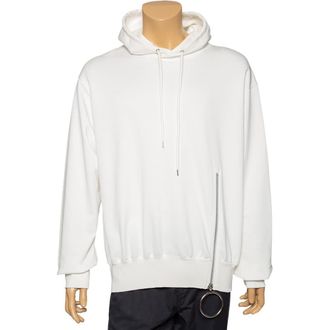 John Lawrence Sullivan White Cotton Zip Detail Hoodie
