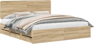 vidaXL Estructura De Cama Roble Sonoma 200 X 200 Cm Madera Ingenieril Vidaxl