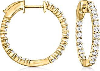 Ross-Simons Lab-Grown Diamond Inside-Outside Hoop Earrings in 18kt Gold Over Sterling
