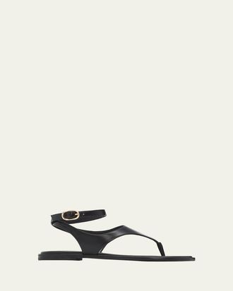 Stuart Weitzman Marley Nappa Leather Flat Thong Sandals