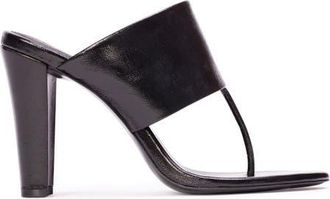 Black Suede Studio Dana 95 Thong Sandal in Black Leather at Nordstrom, Size 40