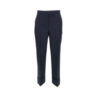 Thom Browne Dames, Broeken, Blauw, Maat: M Wol