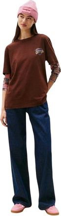 Tommy Jeans Dames-T-shirt met ronde hals en grafische print (Bruin)