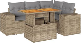 vidaXL Vidaxl - Juego De Sof&aacute;s Jard&iacute;n Con Cojines 5 Pzas Rat&aacute;n Sint&eacute;tico Beige