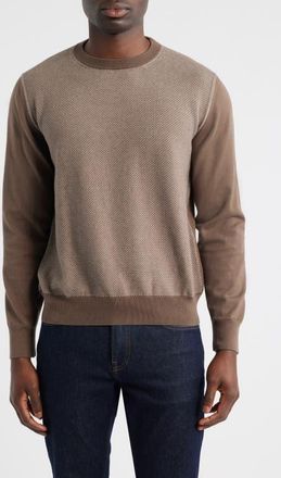 Canali Cotton Crewneck Sweater in Brown at Nordstrom, Size 38 Us