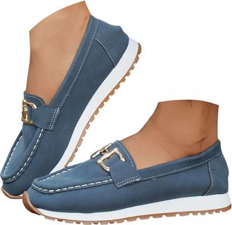 Generic Loafers for Women Casual Suede Loafers Slip On Boat Shoes Lightweight Walking Flats Shoes Comfortable Shoe Comfortable Low Top Orthopedic Shoe Every S