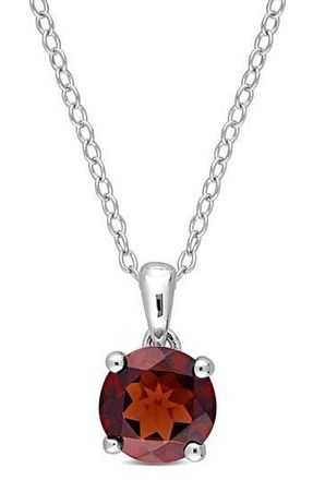 Delmar Sterling Silver Garnet Solitaire Pendant Necklace in Red at Nordstrom Rack