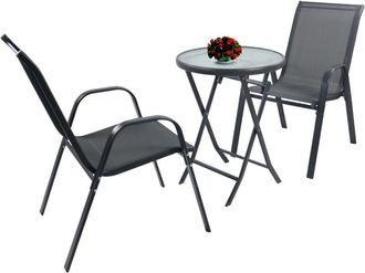 VCM 3 Piezas Conjunto De Muebles De Jard&iacute;n Grupo De Asientos Grupo De Comedor 1xmesa, 2x Sillas Mesa Dimensiones Aprox. Al. 70 X An. 55 X P. 55 Cm Conjunt