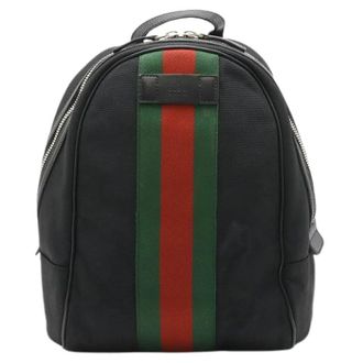 Gucci Pre-owned Sheline Line Techno Canvas Leren Rugzak - Heren - Vintage Rugzakken - Zwart - ONE Size - Leer - Vintage