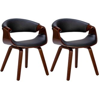 Clp Clp - Set De 2 Sillas De Comedor Foley Nogal/negro Simil Cuero