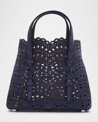 Alaia Mina 20 Top-Handle Bag in Perforated Suede