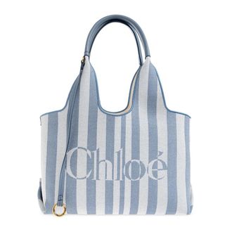 Chlo&eacute; Tote Bags, female, Blue, Size: ONE SIZE Stripy Small Bag