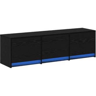 vidaXL TV Cabinet with LEDs Black Oak 140 x 34 x 40 cm Engineered Wood vidaXL